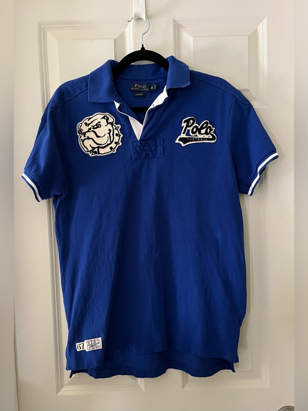 Men’s Polo Ralph Lauren Blue Polo
Bull Dog Patch Football Preppy M Cotton